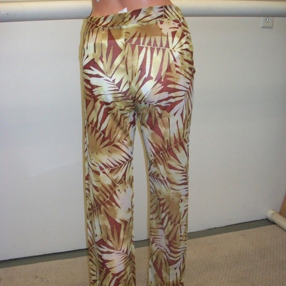 Sauvage Brown/Tan Leaf Pattern Pants Cover-Up Sm - Picture 4 of 5